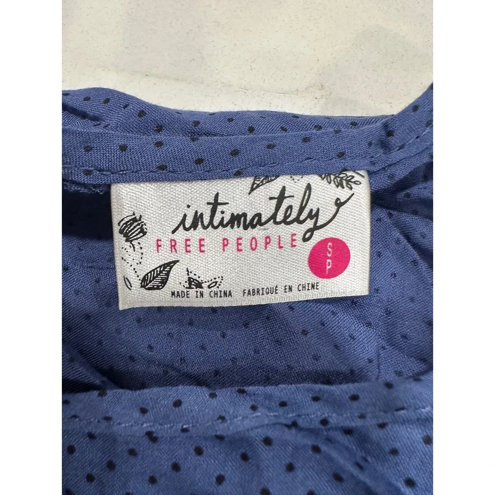 Intimately Free People Blue‎ Polka Dot Lace Tiered Ruffle Top S